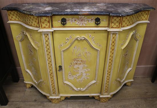 A French yellow painted Chinoiserie cabinet, W.112cm